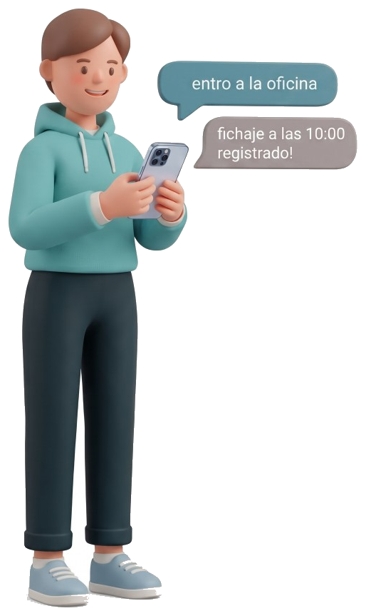 Empleado ficha la entrada por Telegram: «entro a la oficina». El bot responde: fichaje a las 10:00 registrado.