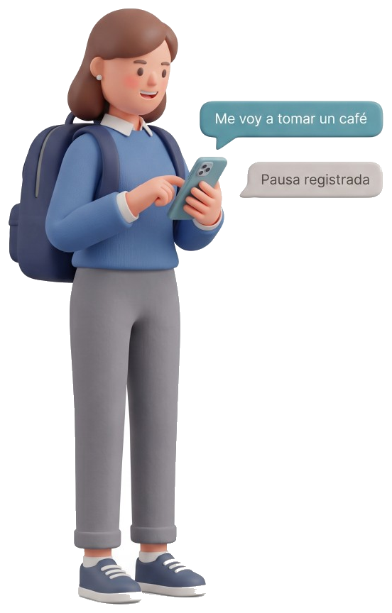 Empleada ficha una pausa por Telegram: «Me voy a tomar un café». El bot responde: Pausa registrada.